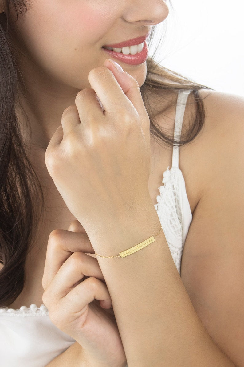 MEMORY - Custom Engraved Delicate Plate Bracelet