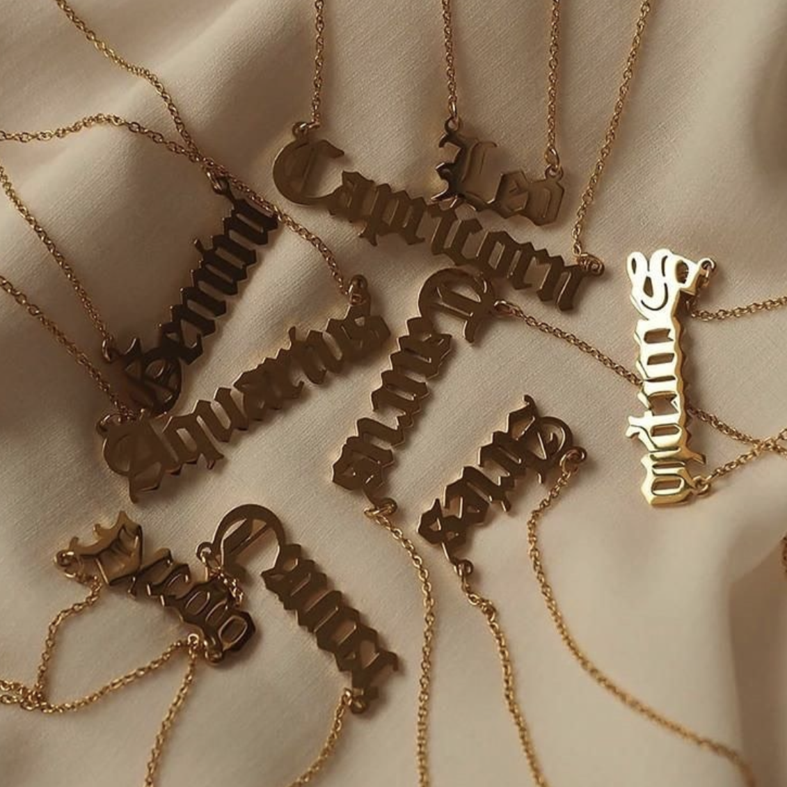 Zodiac Script Necklace