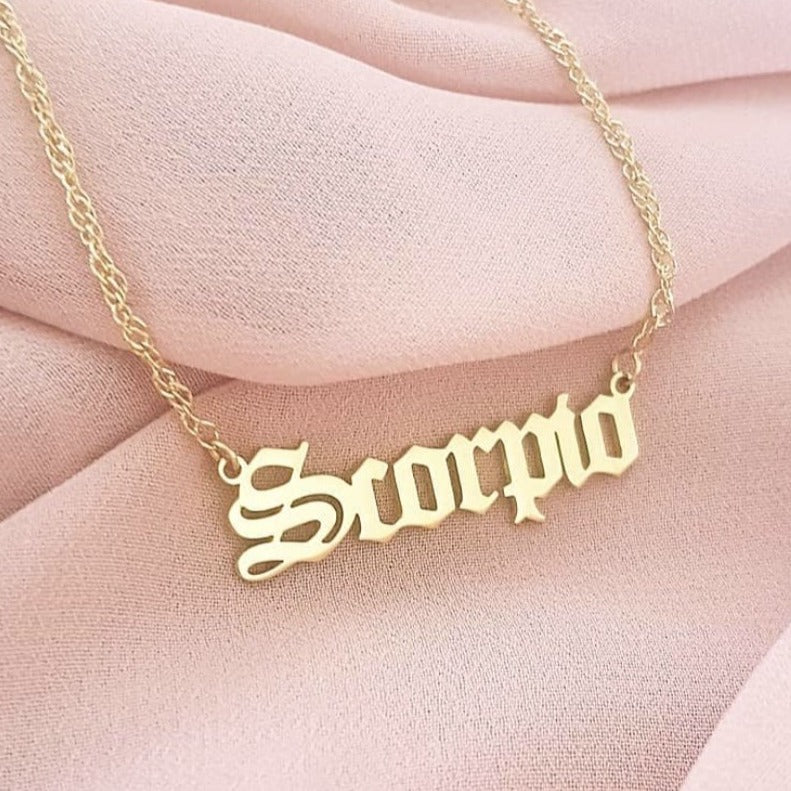 Zodiac Script Necklace
