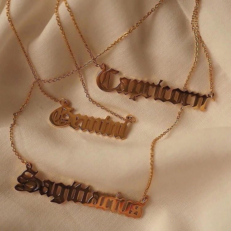 Zodiac Script Necklace