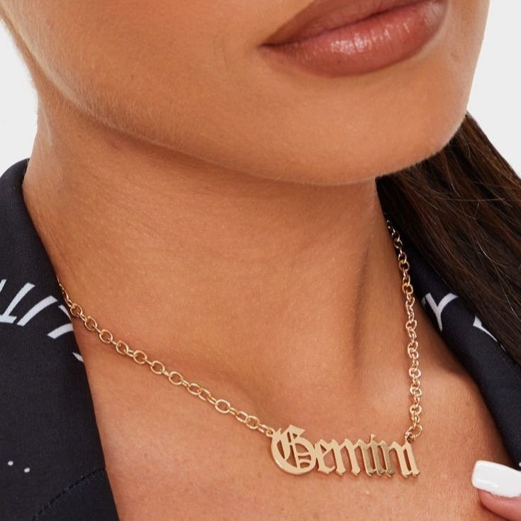 Zodiac Script Necklace