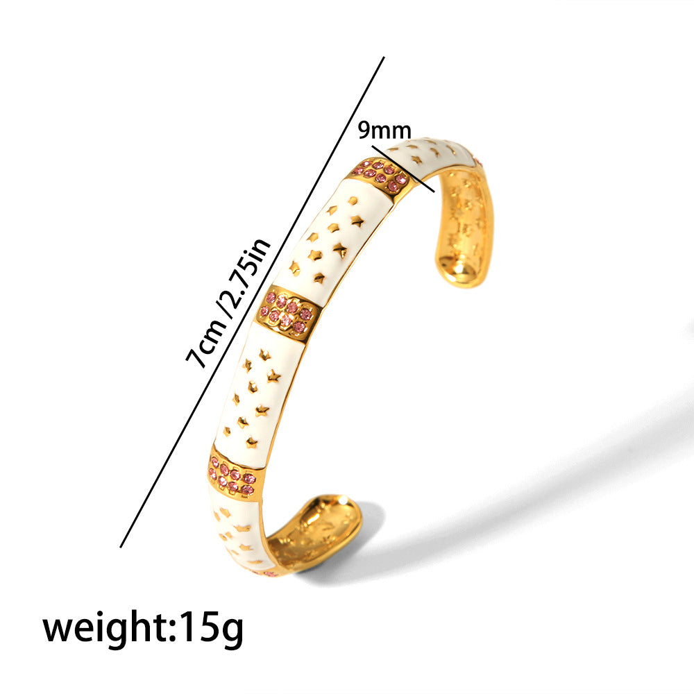 Visconte | Retro Spirituele Diamanten Armband van 18K Goud in RVS voor Dames - Verstelbare Handsieraden