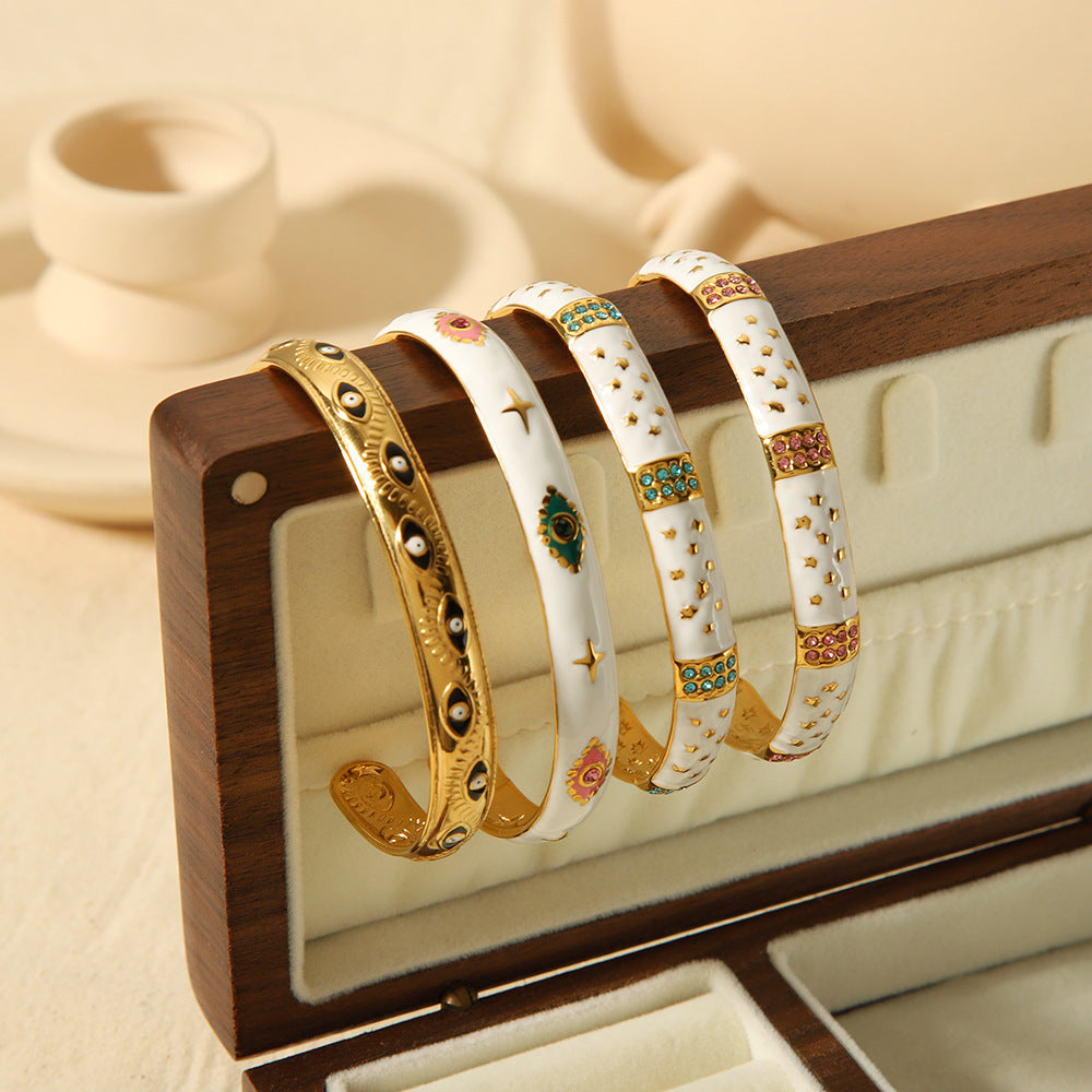 Visconte | Retro Spirituele Diamanten Armband van 18K Goud in RVS voor Dames - Verstelbare Handsieraden