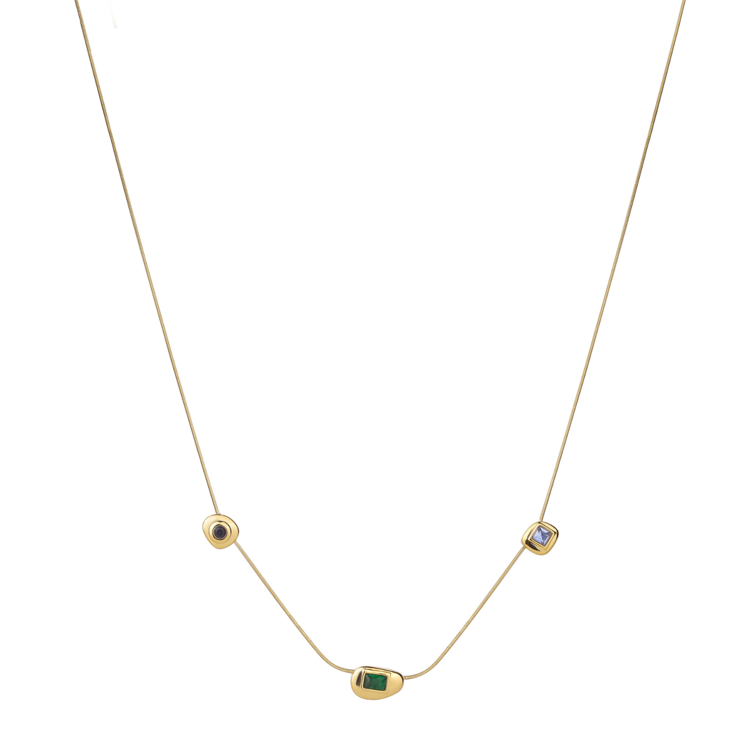 Luna Triple Gem Halsketting - Drievoudige Pracht En Elegante Verfijning