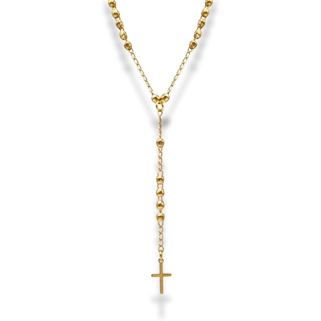 Visconte | Rozenkrans Ketting Met Kralen Goldfilled - Kruisje Hanger - Geloof Sieraad