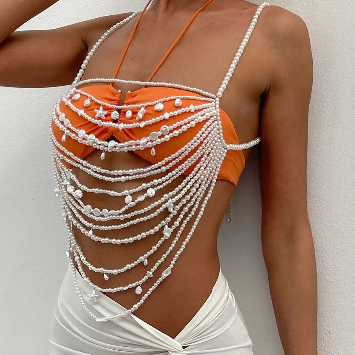 Pearl Body Chain| Zomerse Lichaamsketting met Parelaccenten voor Dames