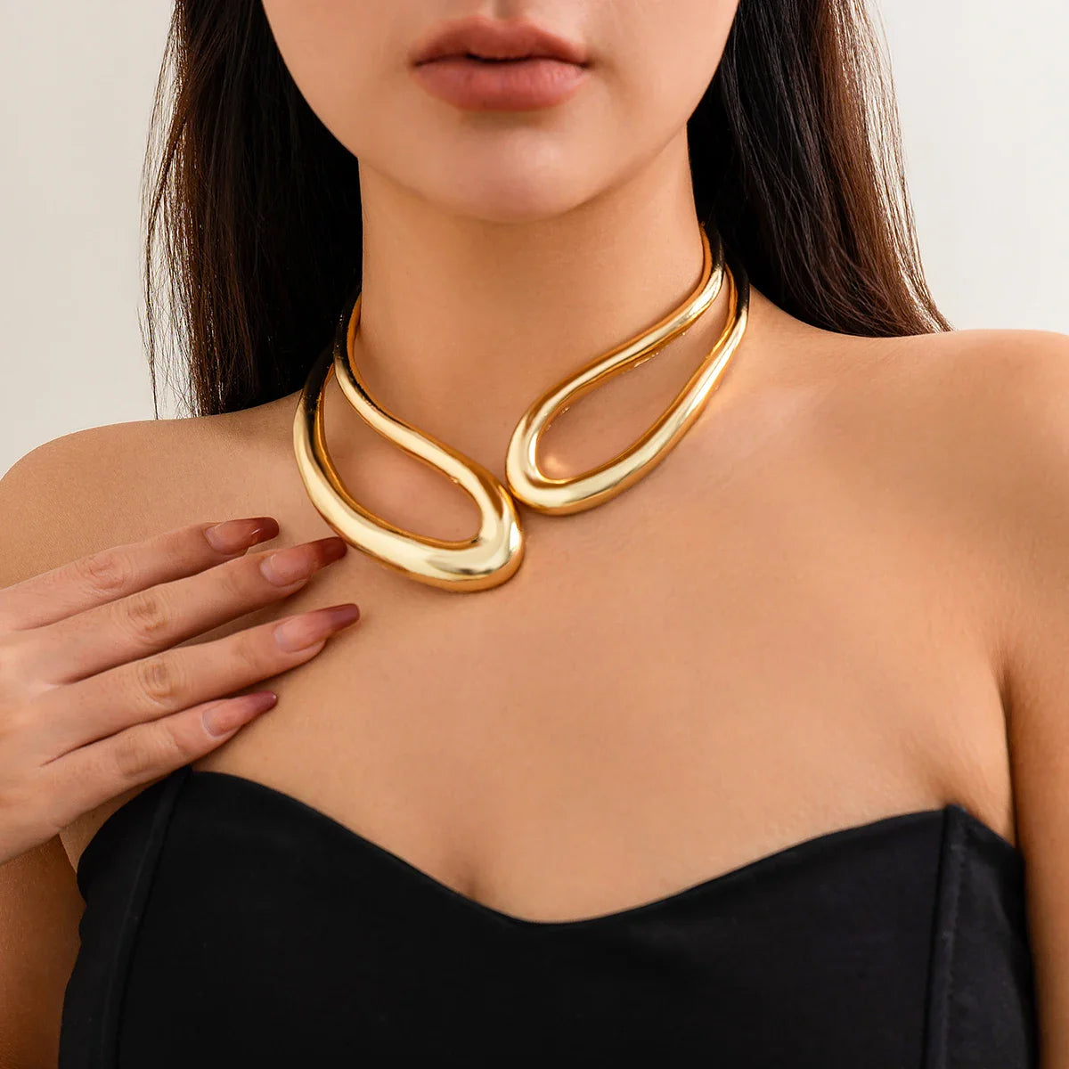Geometrische Statement Choker XXL | 14K Verguld Goud – Strakke Power Look
