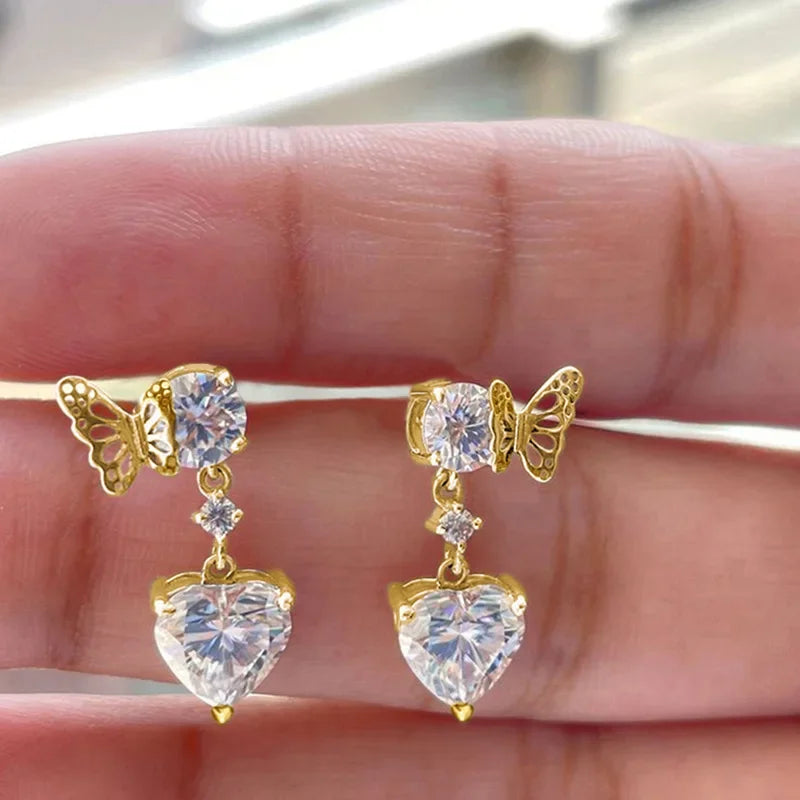 Minimalistische Crystal Butterfly Earrings | Elegante Vlinder Oorbellen met Kristallen