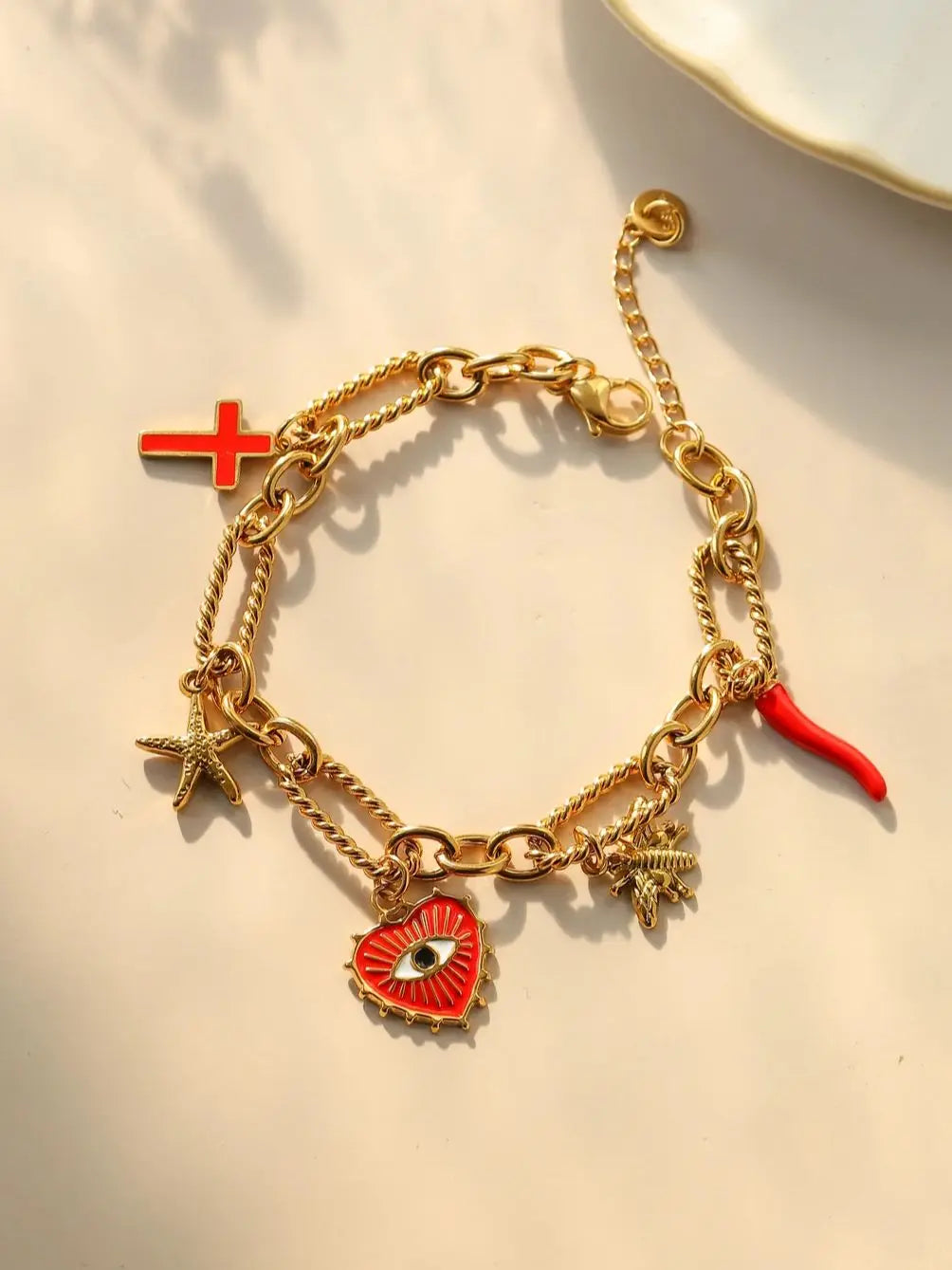 Spiritual Eye Armband | 18k Verguld Goud | Beschermende Enkelband & Armband in Eén