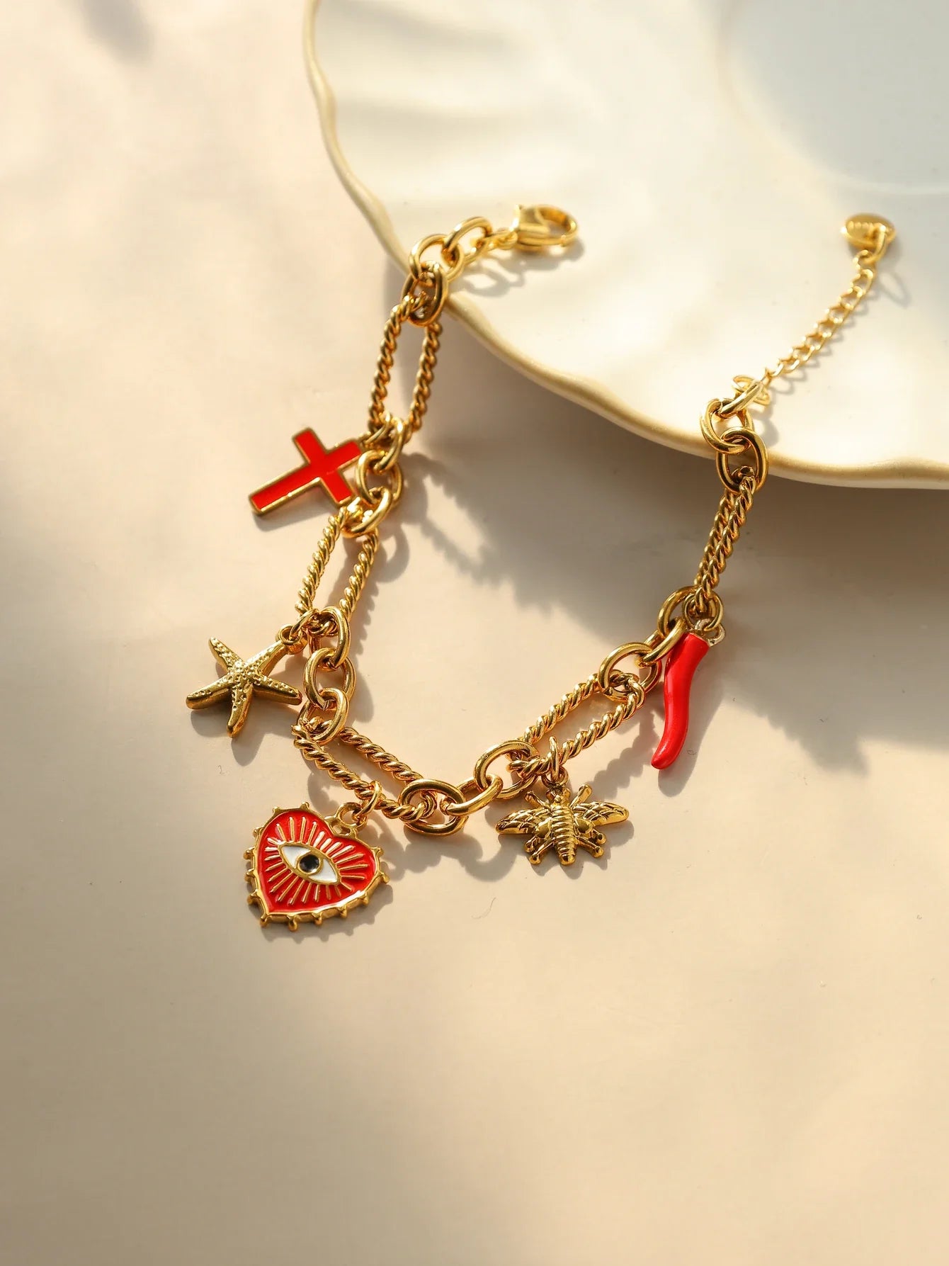 Spiritual Eye Armband | 18k Verguld Goud | Beschermende Enkelband & Armband in Eén