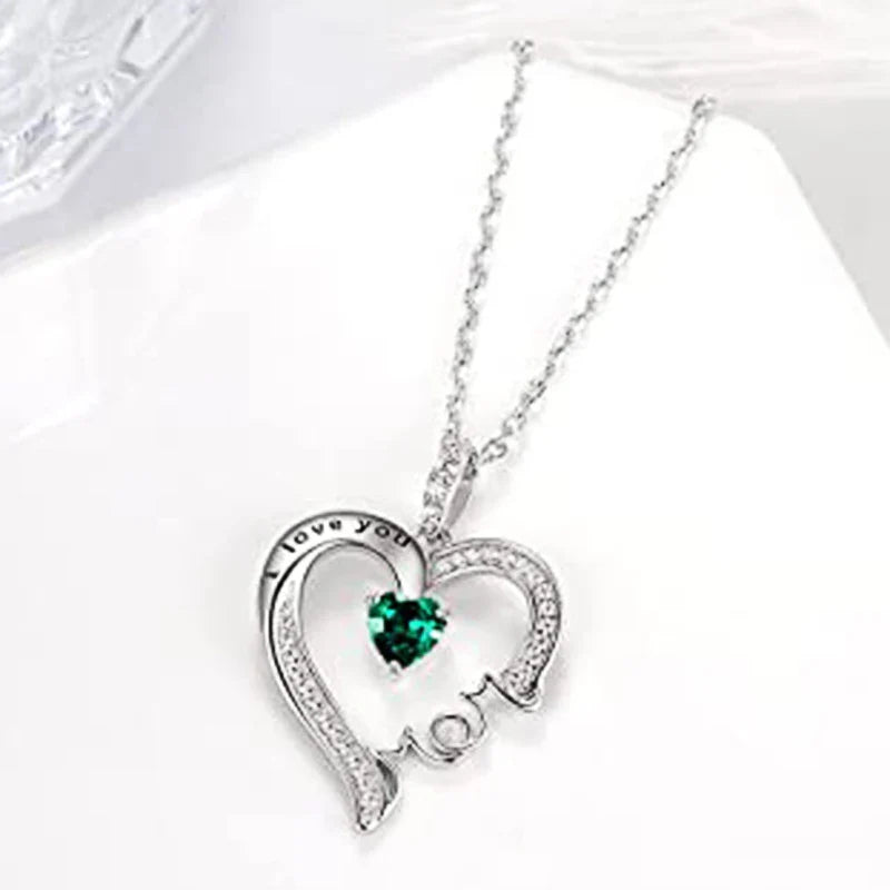 Emerald Mother’s Day Necklace | I Love You Mom – 925 Sterling Silver Geschenk met Betekenis