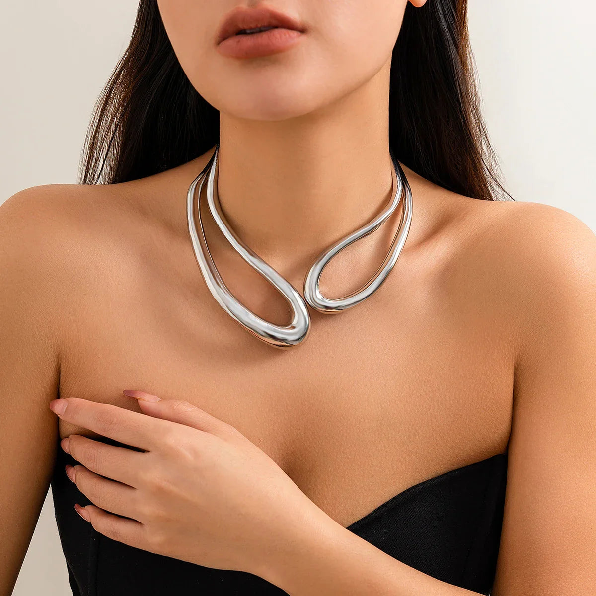 Geometrische Statement Choker XXL | 14K Verguld Goud – Strakke Power Look