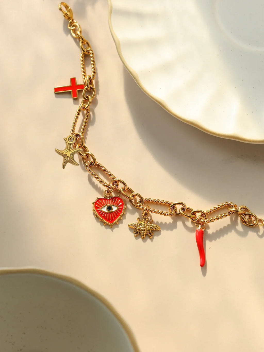 Spiritual Eye Armband | 18k Verguld Goud | Beschermende Enkelband & Armband in Eén