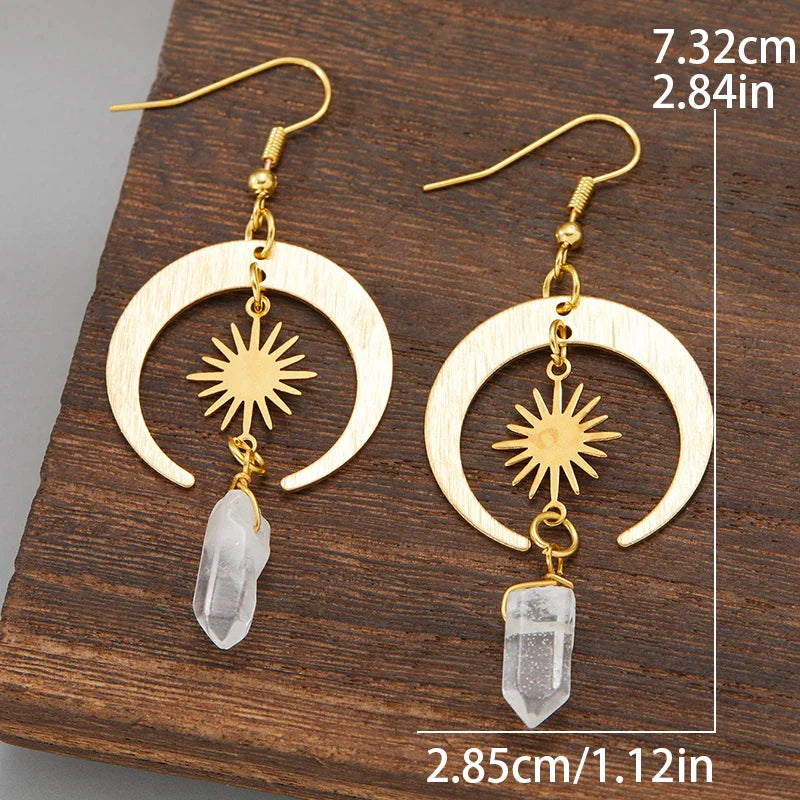 Bohemian Sun & Moon Dangle Earrings | 925 Sterling Silver