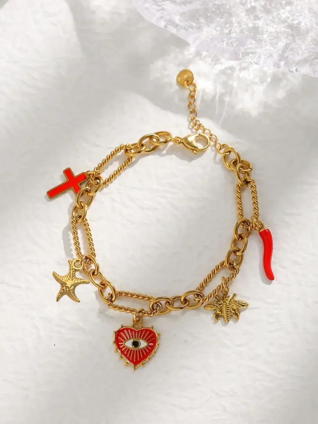 Spiritual Eye Armband | 18k Verguld Goud | Beschermende Enkelband & Armband in Eén