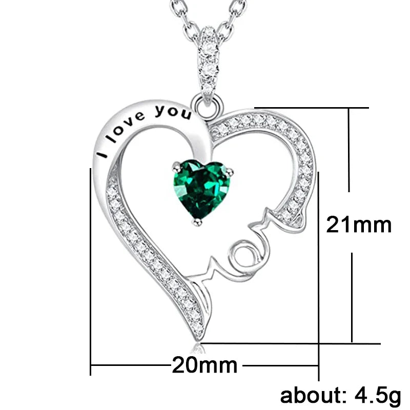 Emerald Mother’s Day Necklace | I Love You Mom – 925 Sterling Silver Geschenk met Betekenis