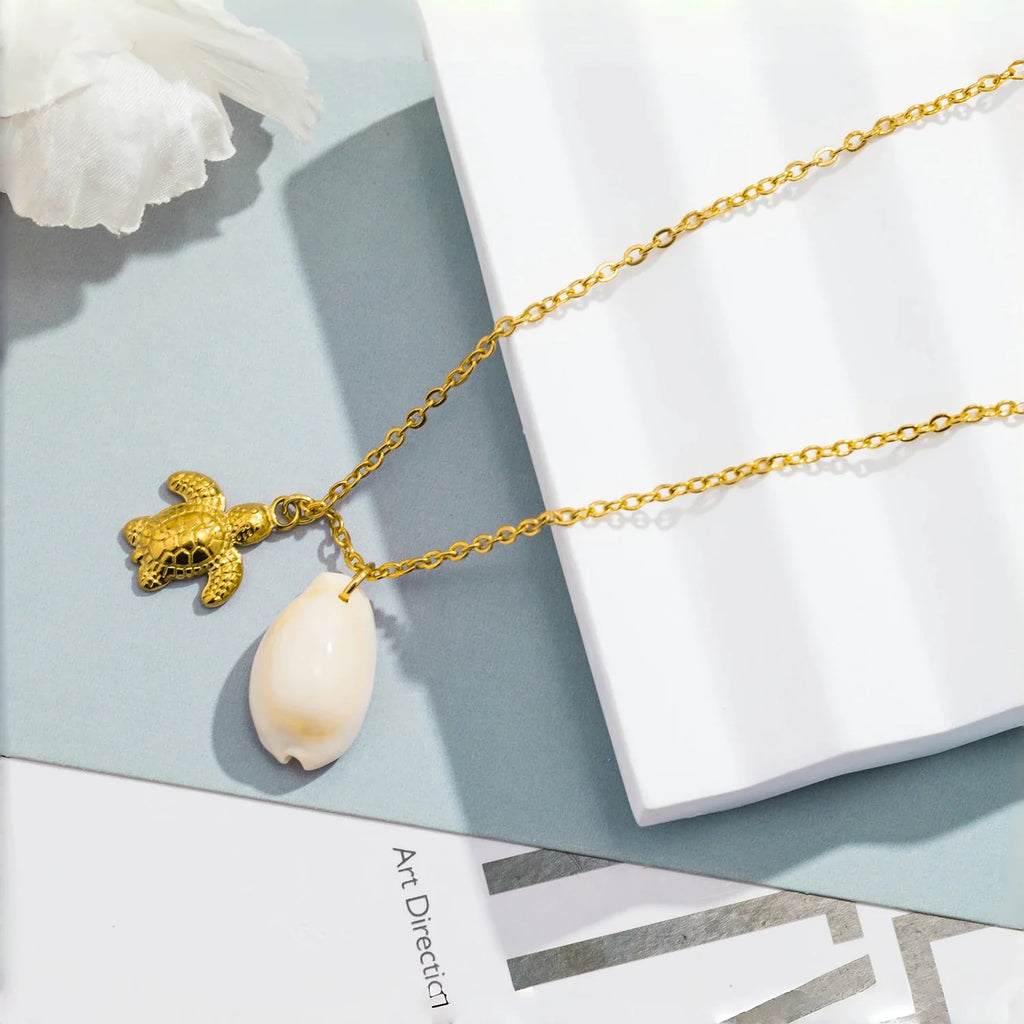 Beach Shell Necklace | Gouden Damesketting met Schelp, Schildpad of Zeester