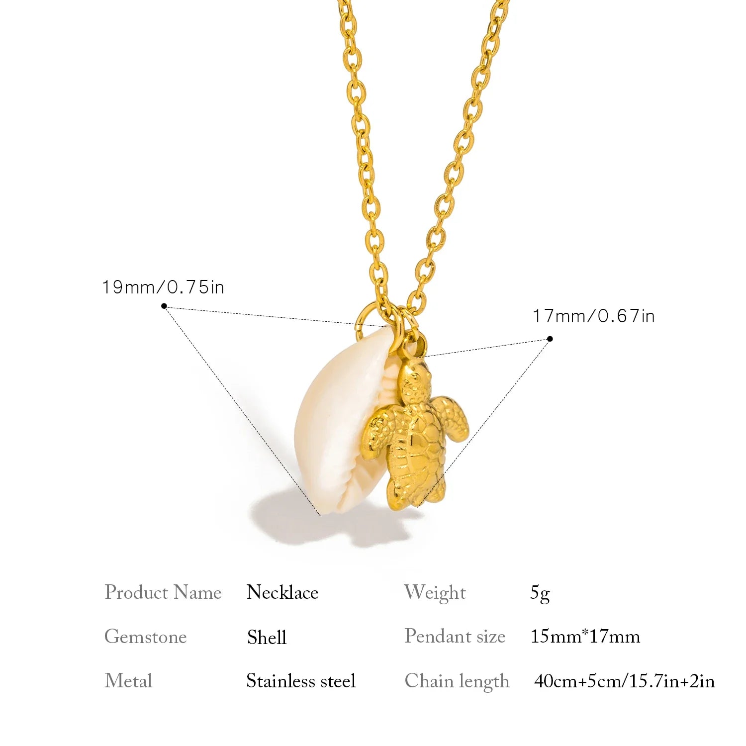 Beach Shell Necklace | Gouden Damesketting met Schelp, Schildpad of Zeester