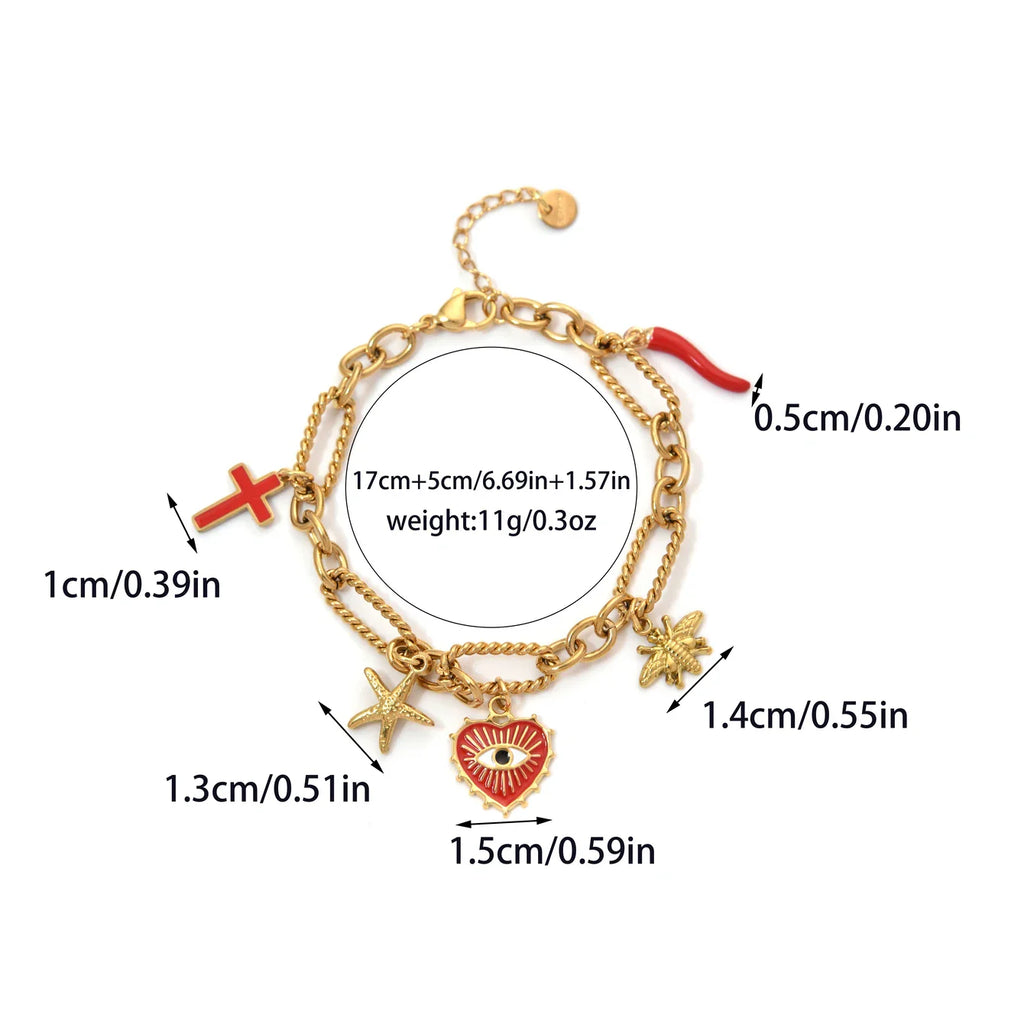Spiritual Eye Armband | 18k Verguld Goud | Beschermende Enkelband & Armband in Eén