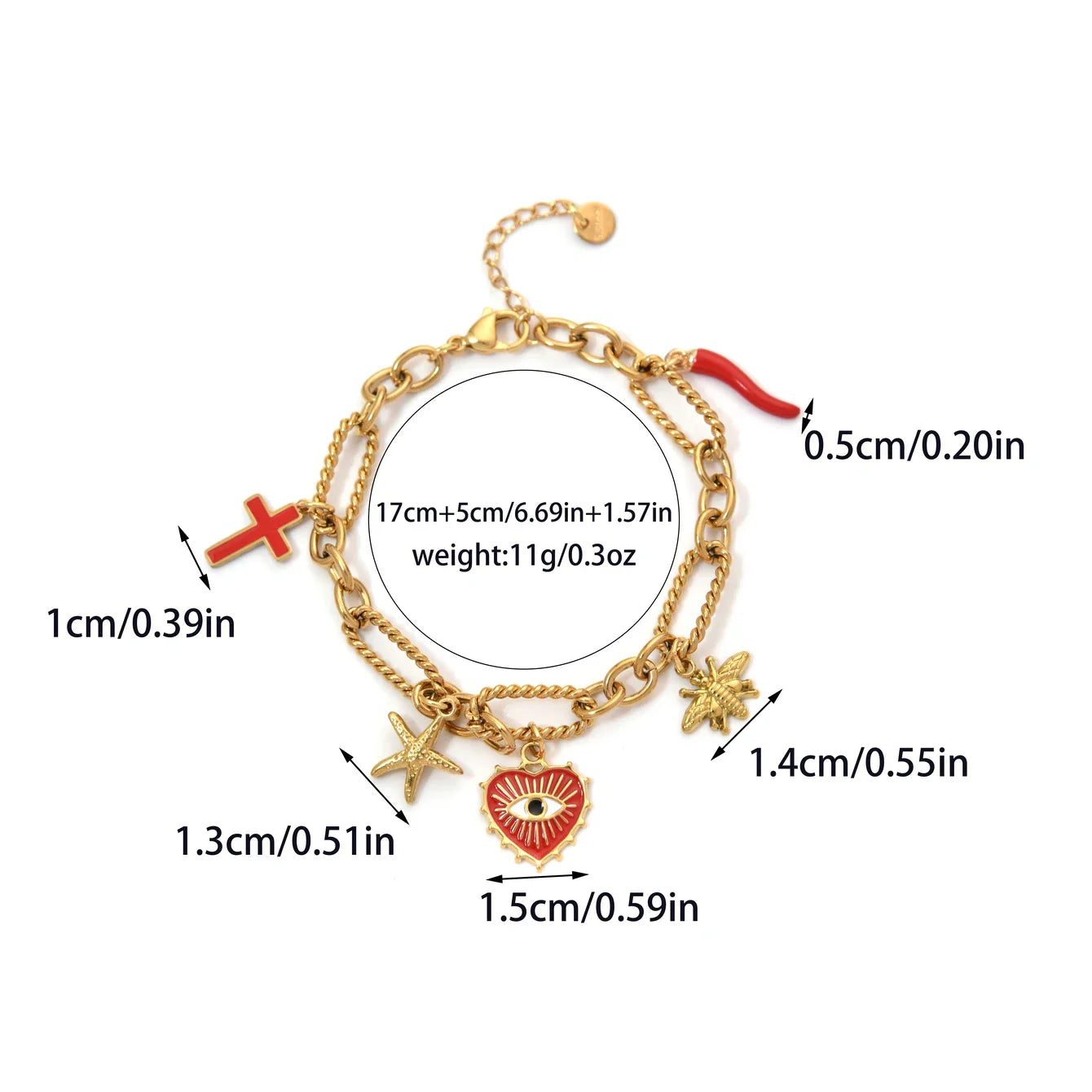 Spiritual Eye Armband | 18k Verguld Goud | Beschermende Enkelband & Armband in Eén