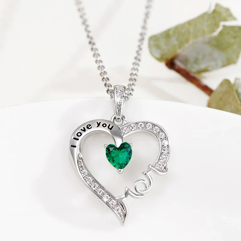 Emerald Mother’s Day Necklace | I Love You Mom – 925 Sterling Silver Geschenk met Betekenis
