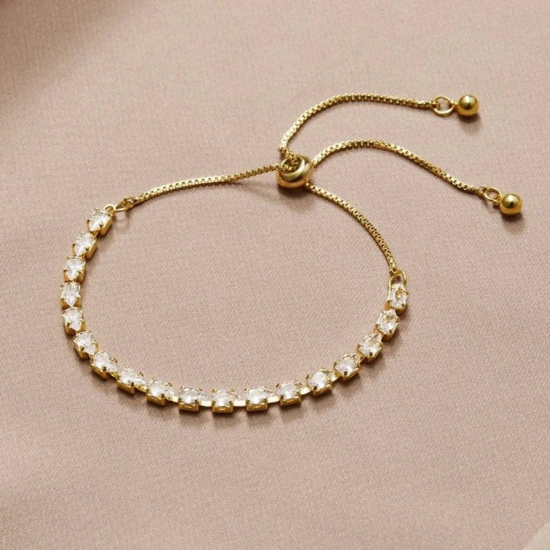 Armband - Elegant - 18K Verguld Koper met Zirkonia Kristallen - Perfect voor Speciale Gelegenheden