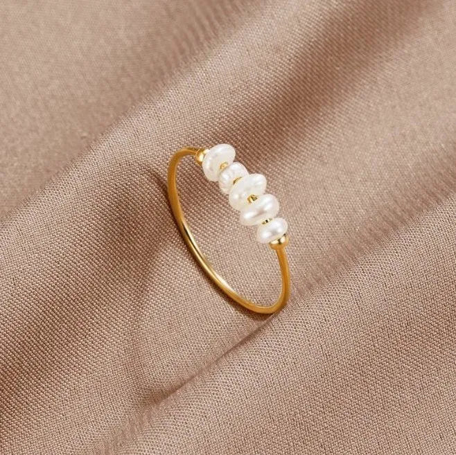 Parelring - Elegante Stijl - Natuurlijke Zoetwaterparel, 18K Verguld, Hypoallergeen - Perfect voor Elke Gelegenheid