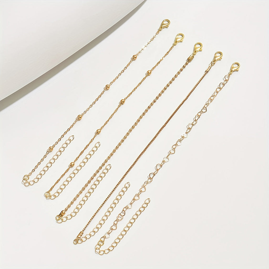 La Perfection Vintage | 5-Delige Armbanden Set Met Parel- en Metaaldetails | Veelzijdig en Elegant - Voor Elke Gelegenheid