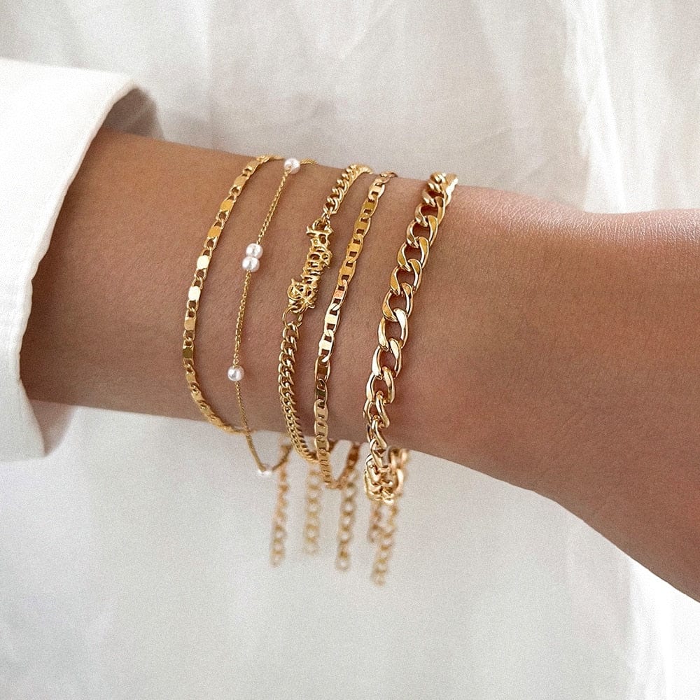 Visconte | Goude Armbanden Set Met Kleine Parels