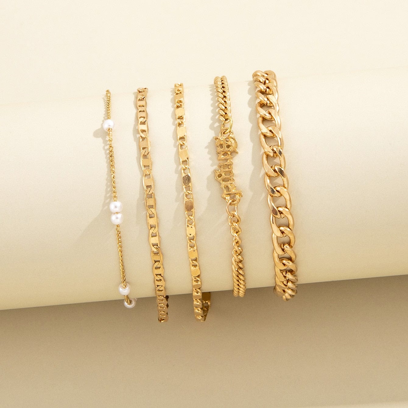 Visconte | Goude Armbanden Set Met Kleine Parels