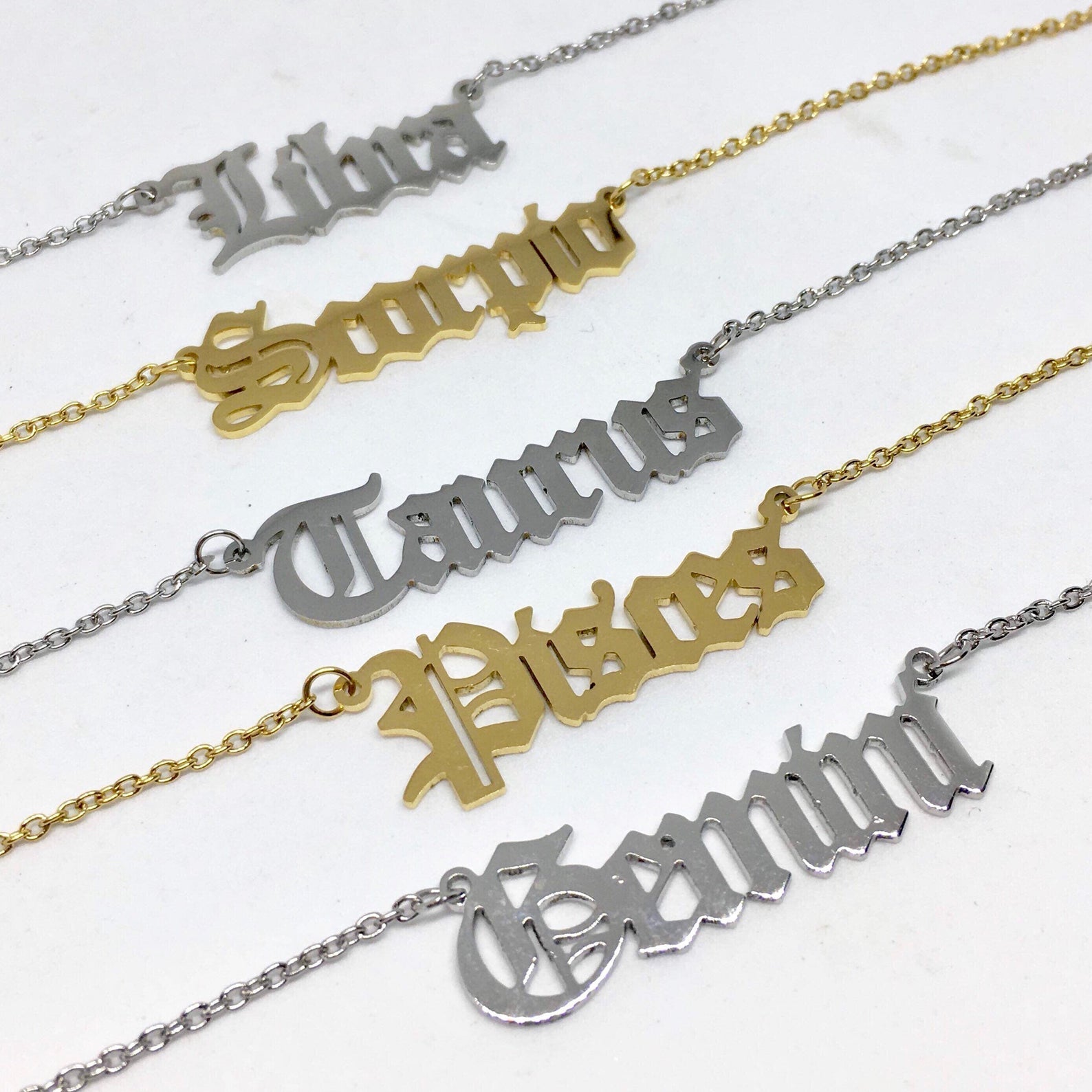 Zodiac Script Necklace