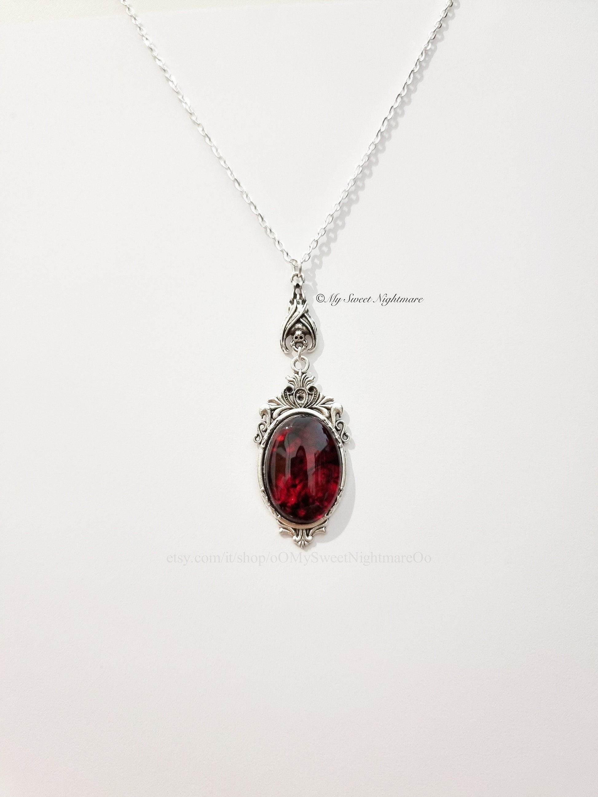 Victorian Gothic Vampire Bat Necklace - Unique Cameo Jewelry for Witchy Style