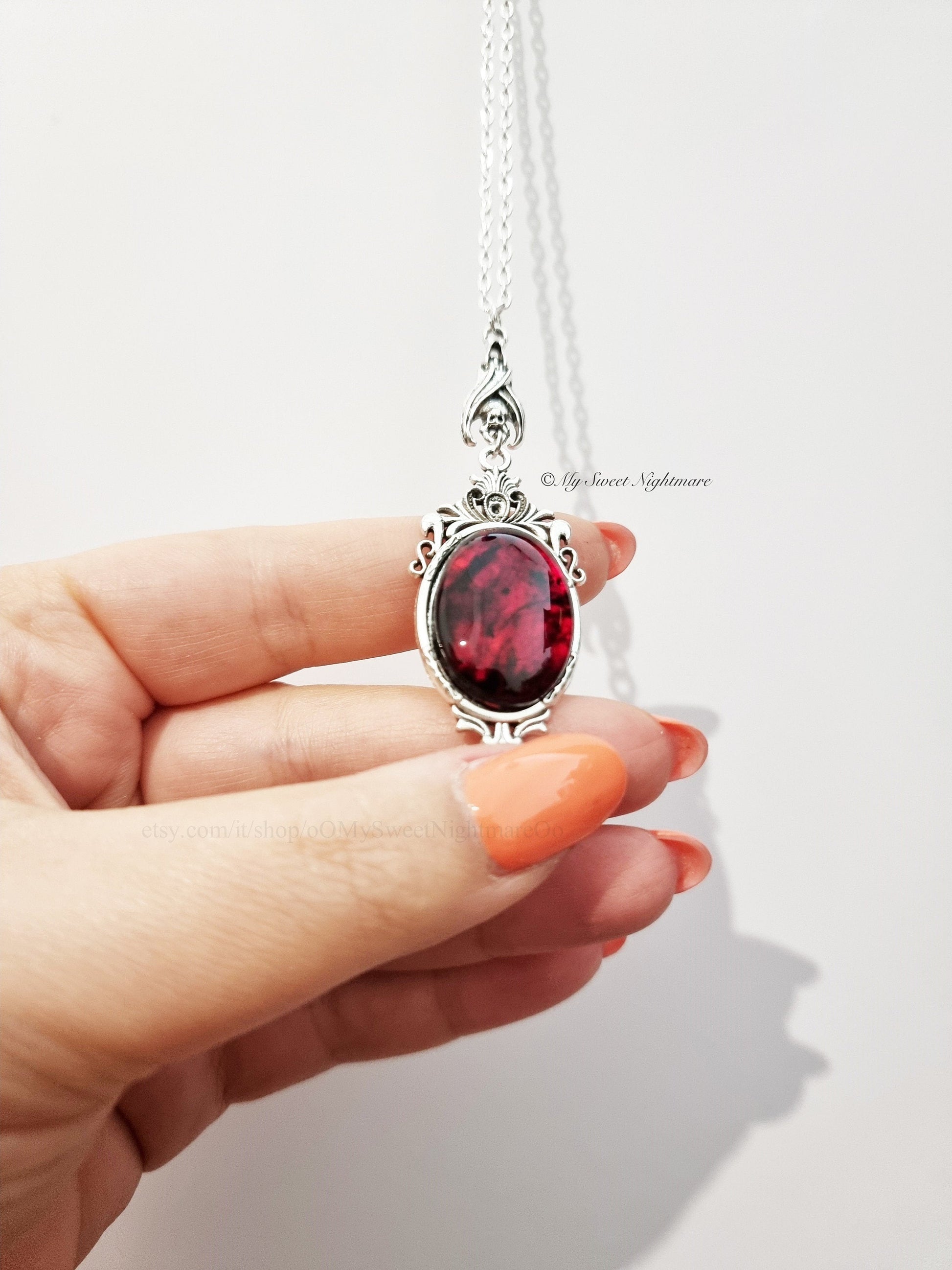 Victorian Gothic Vampire Bat Necklace - Unique Cameo Jewelry for Witchy Style