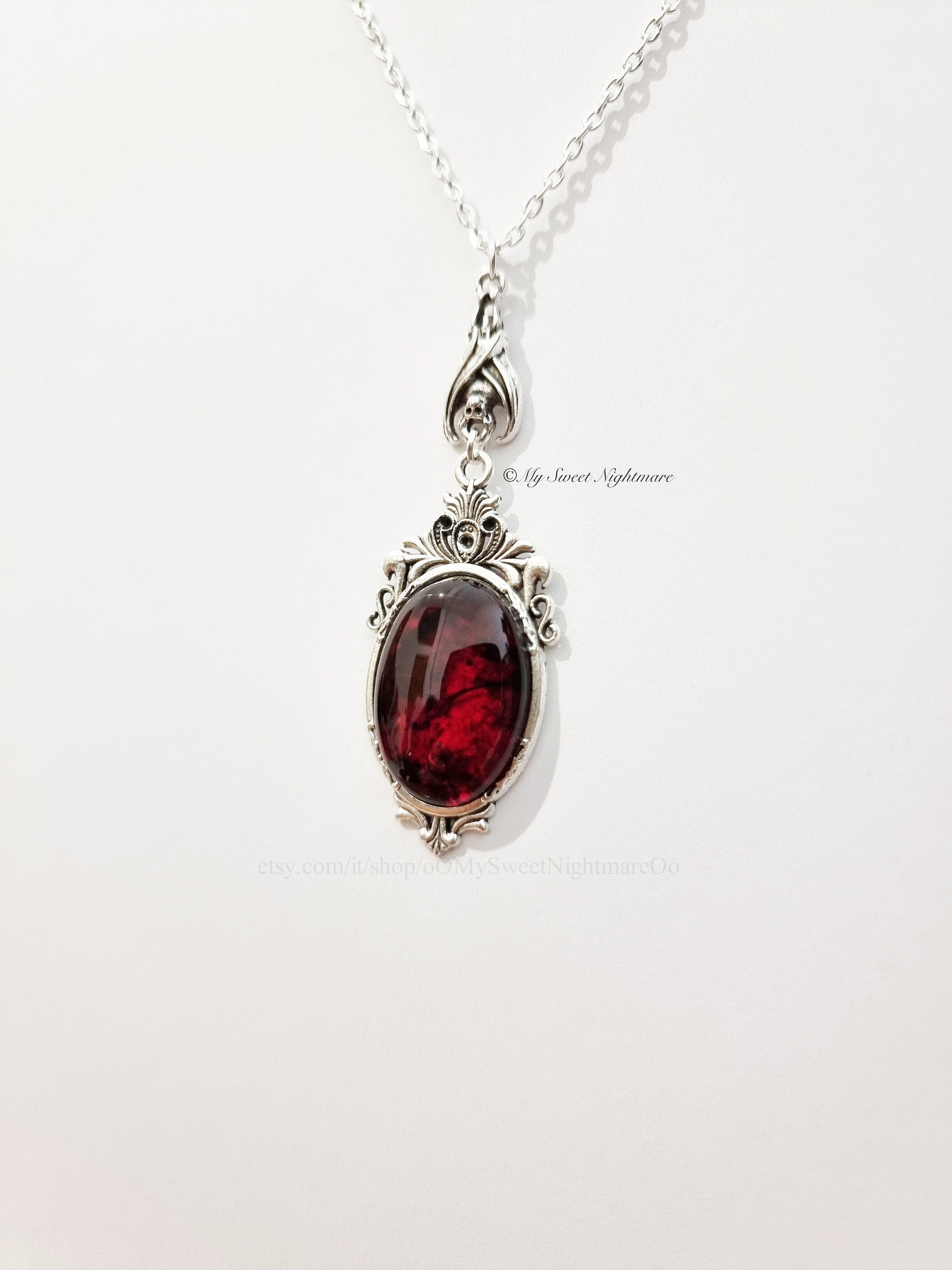 Victorian Gothic Vampire Bat Necklace - Unique Cameo Jewelry for Witchy Style