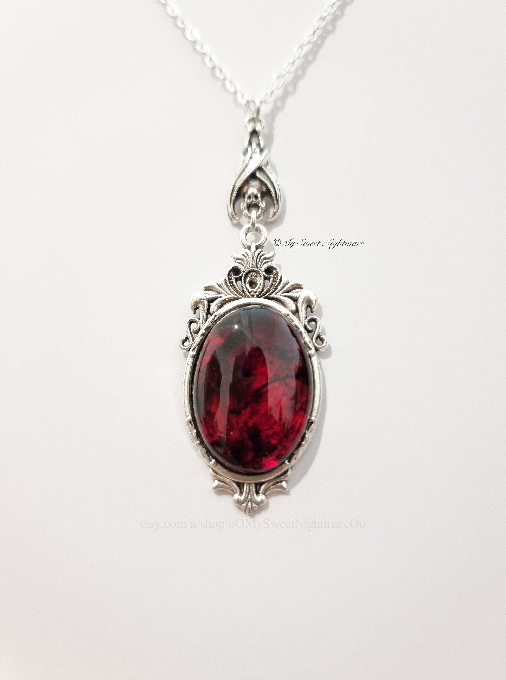 Victorian Gothic Vampire Bat Necklace - Unique Cameo Jewelry for Witchy Style