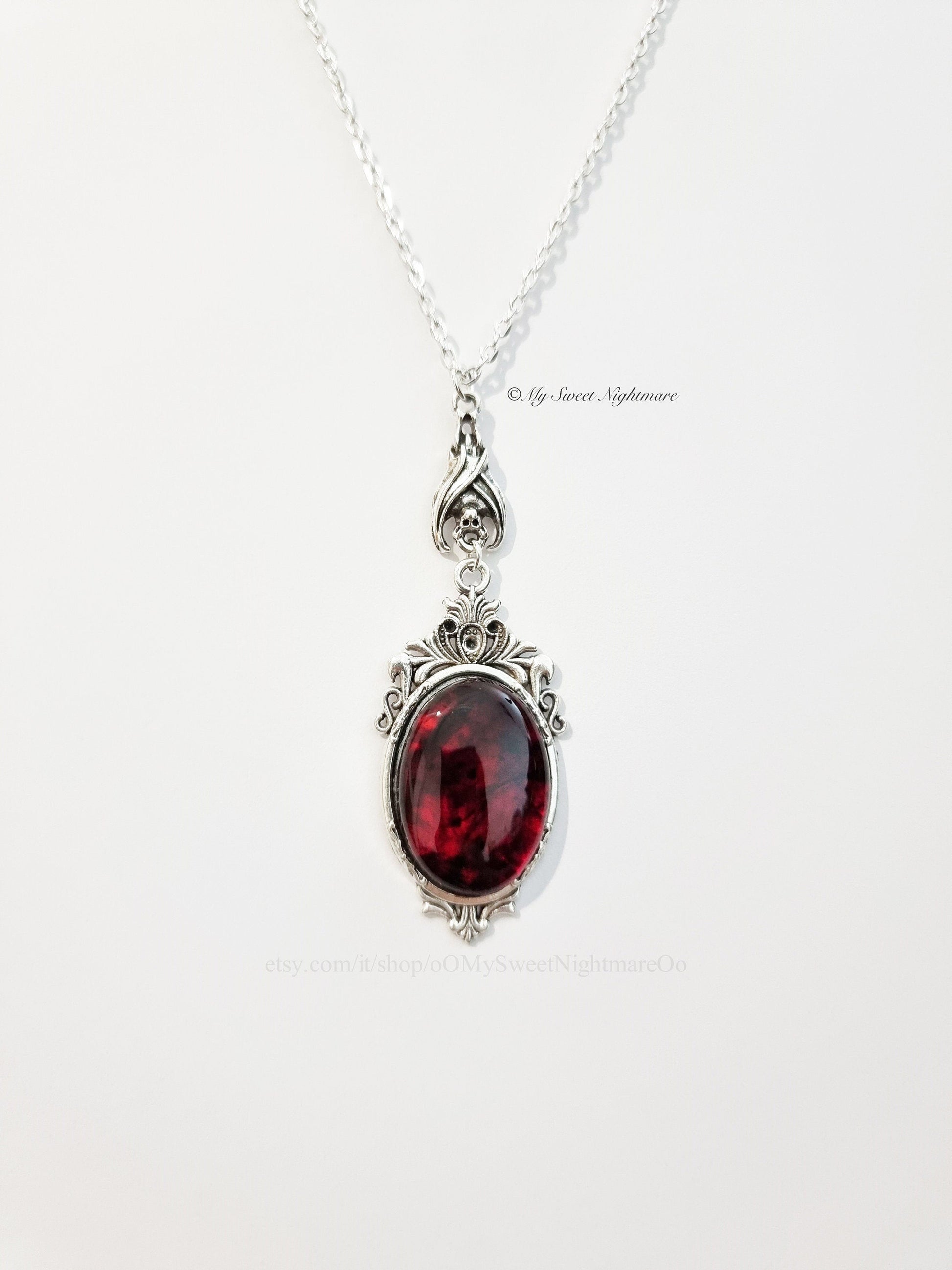Victorian Gothic Vampire Bat Necklace - Unique Cameo Jewelry for Witchy Style