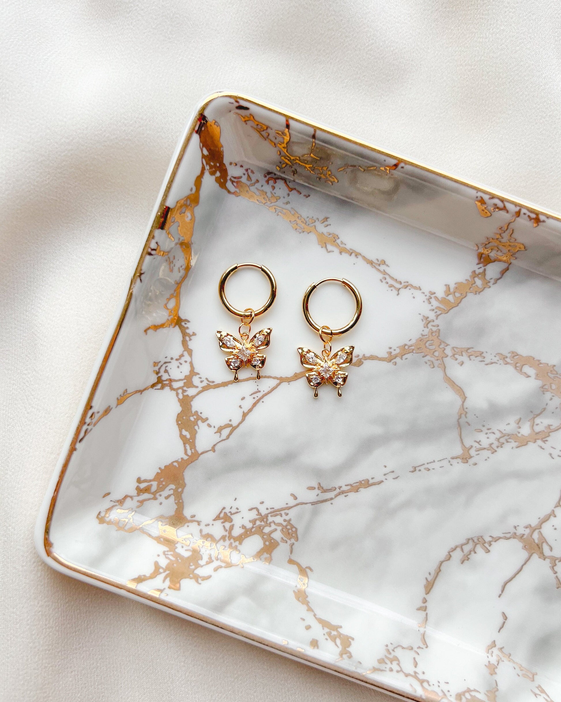 Gold Butterfly Earrings | 18k Gold Plated