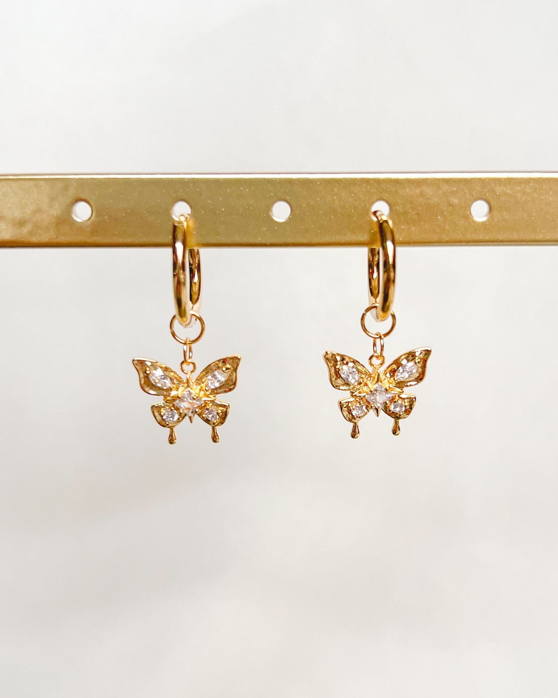 Gold Butterfly Earrings | 18k Gold Plated