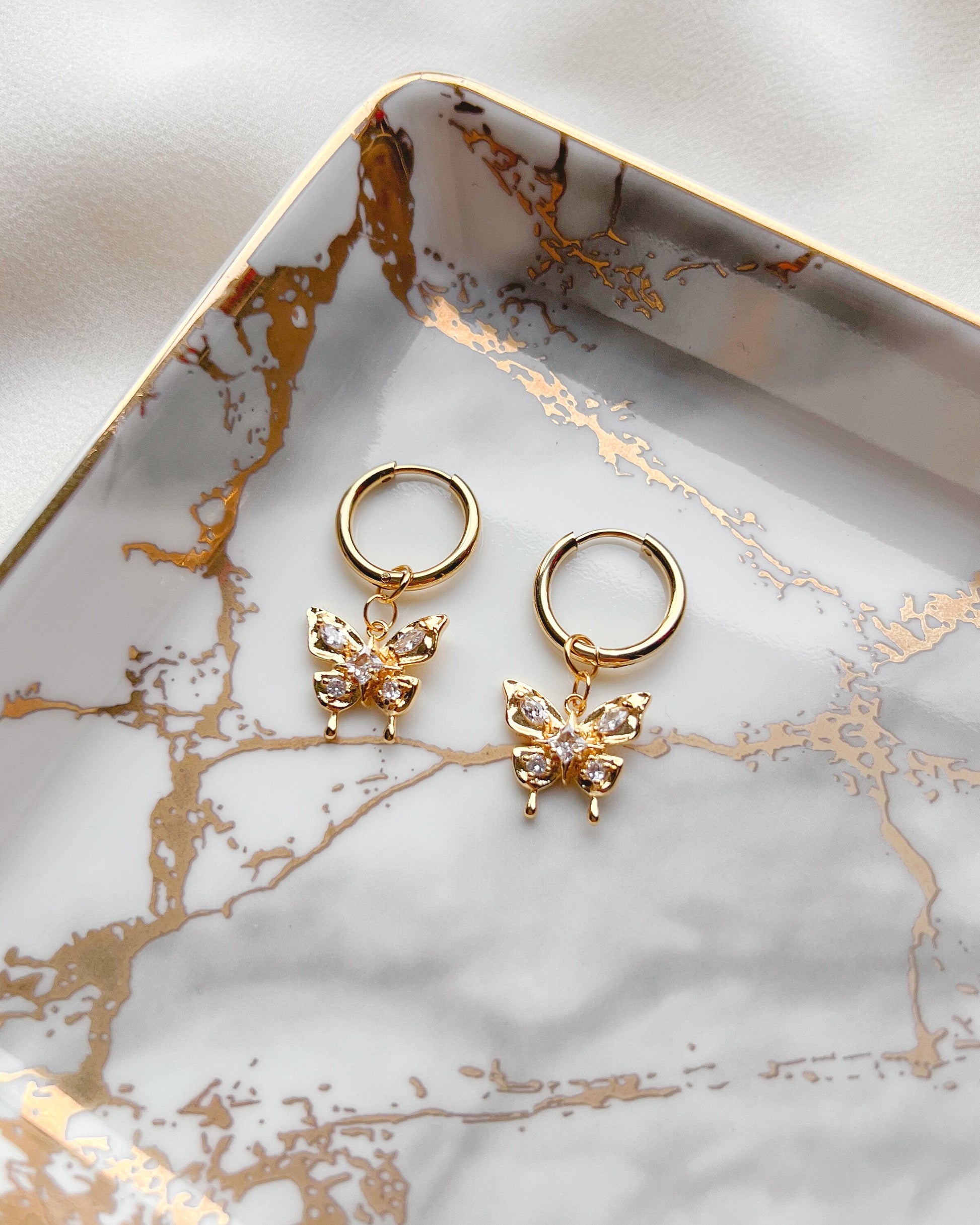 Gold Butterfly Earrings | 18k Gold Plated