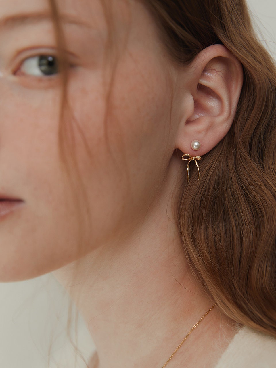 Sterling Silver Dainty Swarovski Pearl Bow Ear Jacket Earrings - Elegant Ribbon Design, Perfect Gift for Her