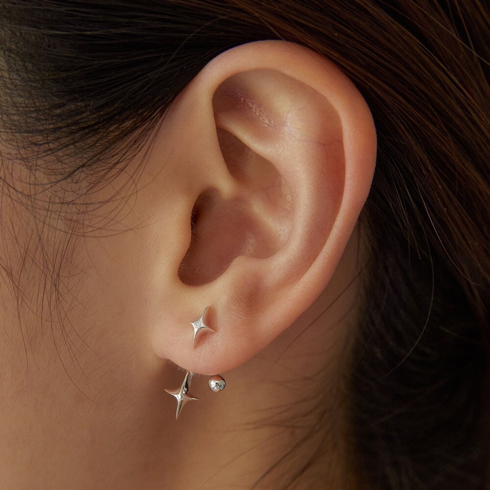 Silver Shooting Star Ear Earrings - Unique Celestial Jewelry