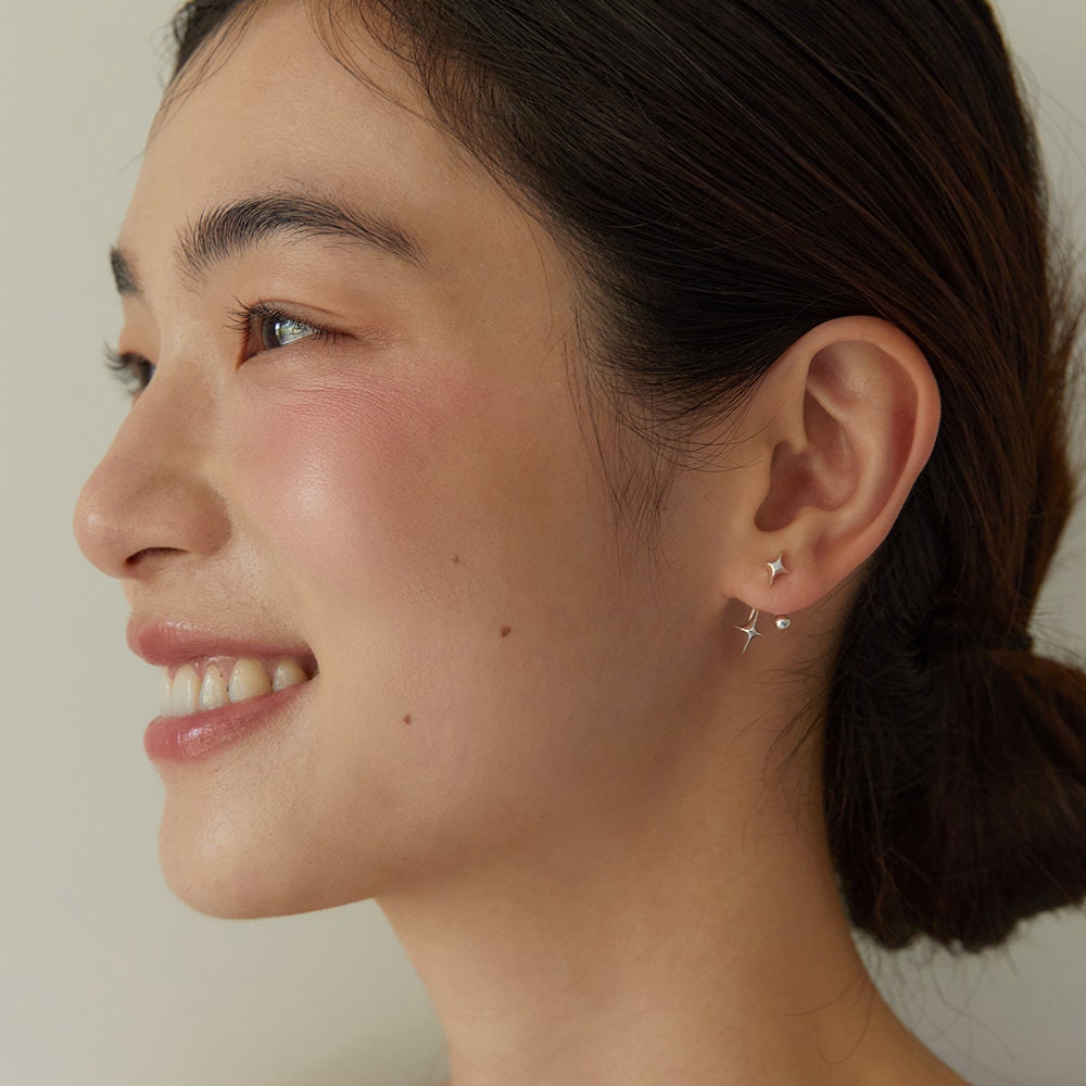 Silver Shooting Star Ear Earrings - Unique Celestial Jewelry