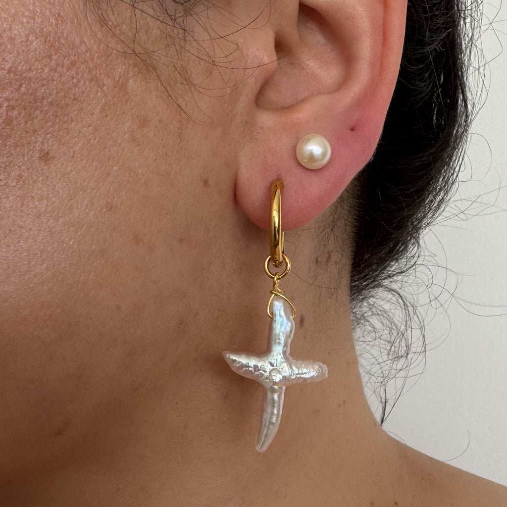 Elegant Pearl Ear Jackets & Studs - Versatile Gold Cross & Drop Earrings - Perfect Gift for Her & Bridesmaids