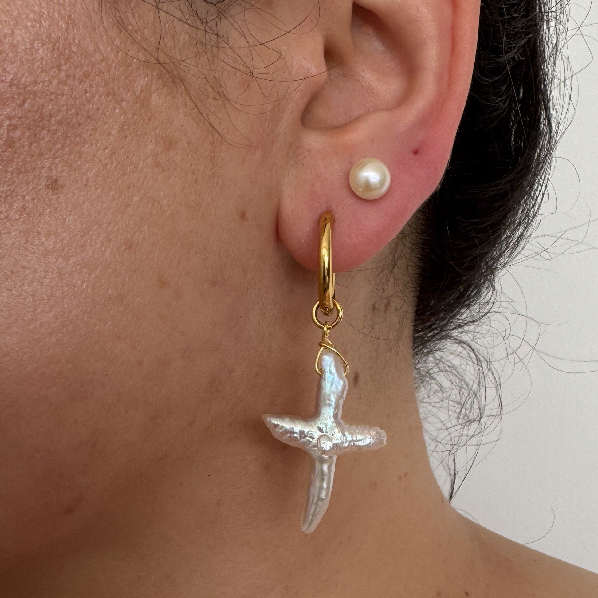 Elegant Pearl Ear Jackets & Studs - Versatile Gold Cross & Drop Earrings - Perfect Gift for Her & Bridesmaids