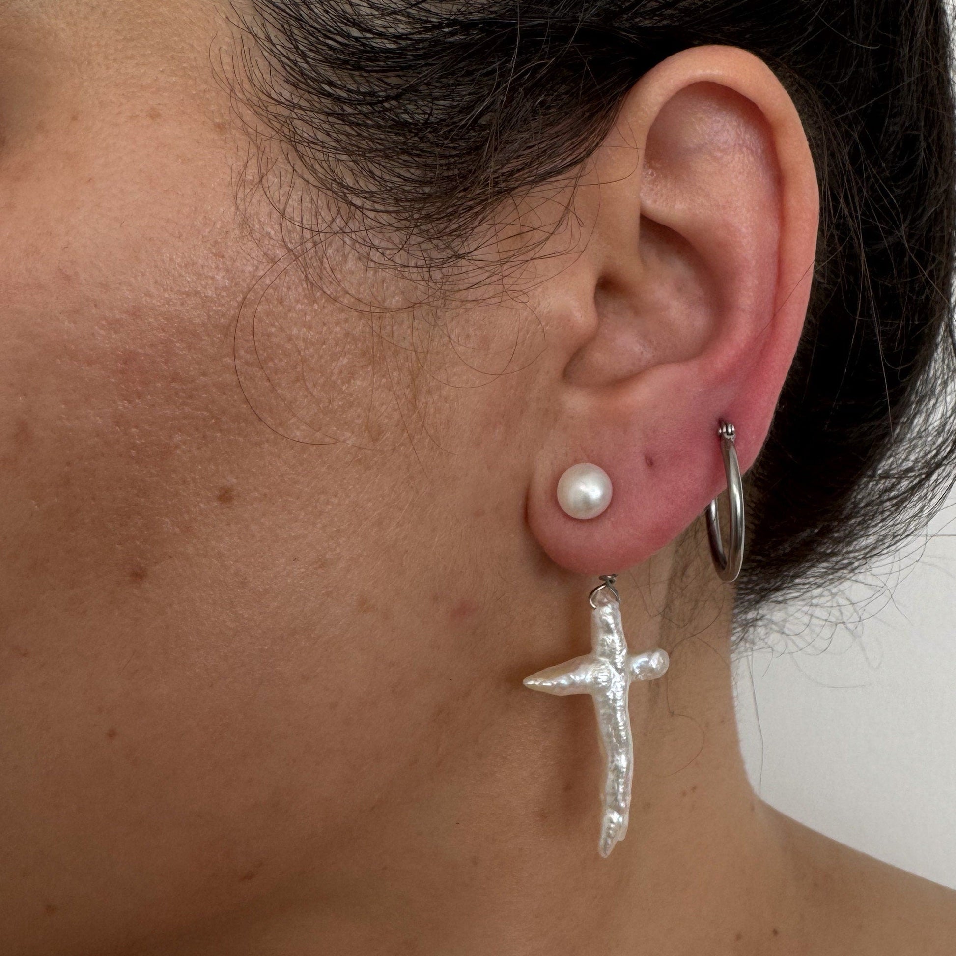 Elegant Pearl Ear Jackets & Studs - Versatile Gold Cross & Drop Earrings - Perfect Gift for Her & Bridesmaids