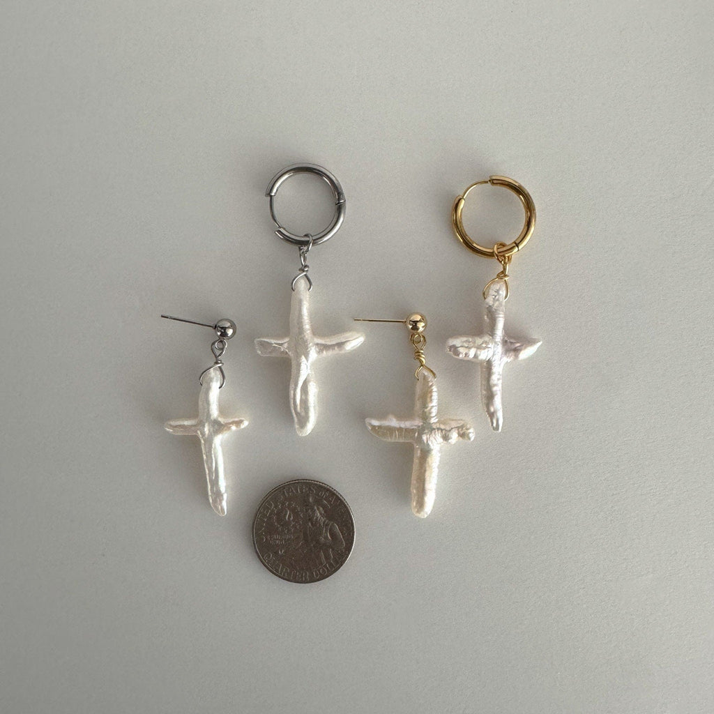 Elegant Pearl Ear Jackets & Studs - Versatile Gold Cross & Drop Earrings - Perfect Gift for Her & Bridesmaids
