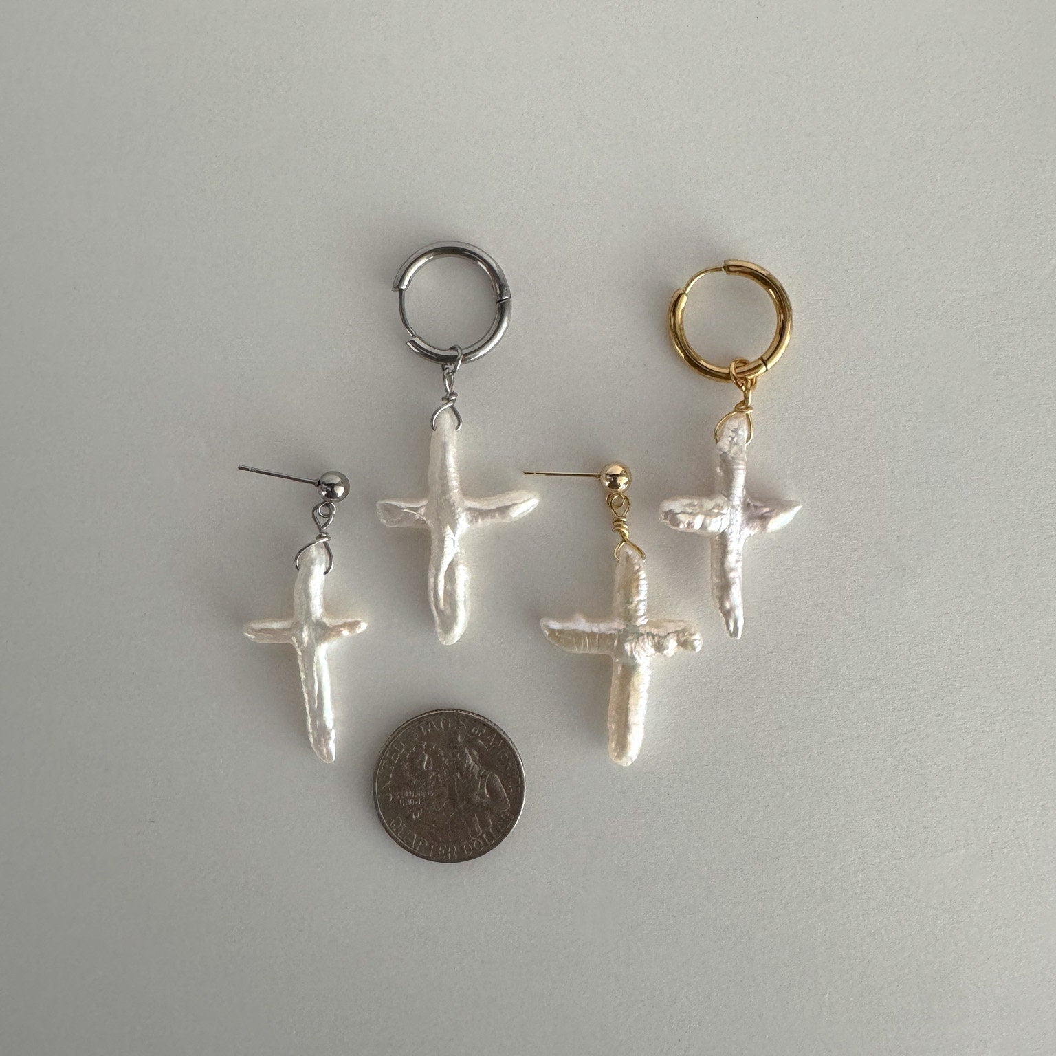 Elegant Pearl Ear Jackets & Studs - Versatile Gold Cross & Drop Earrings - Perfect Gift for Her & Bridesmaids