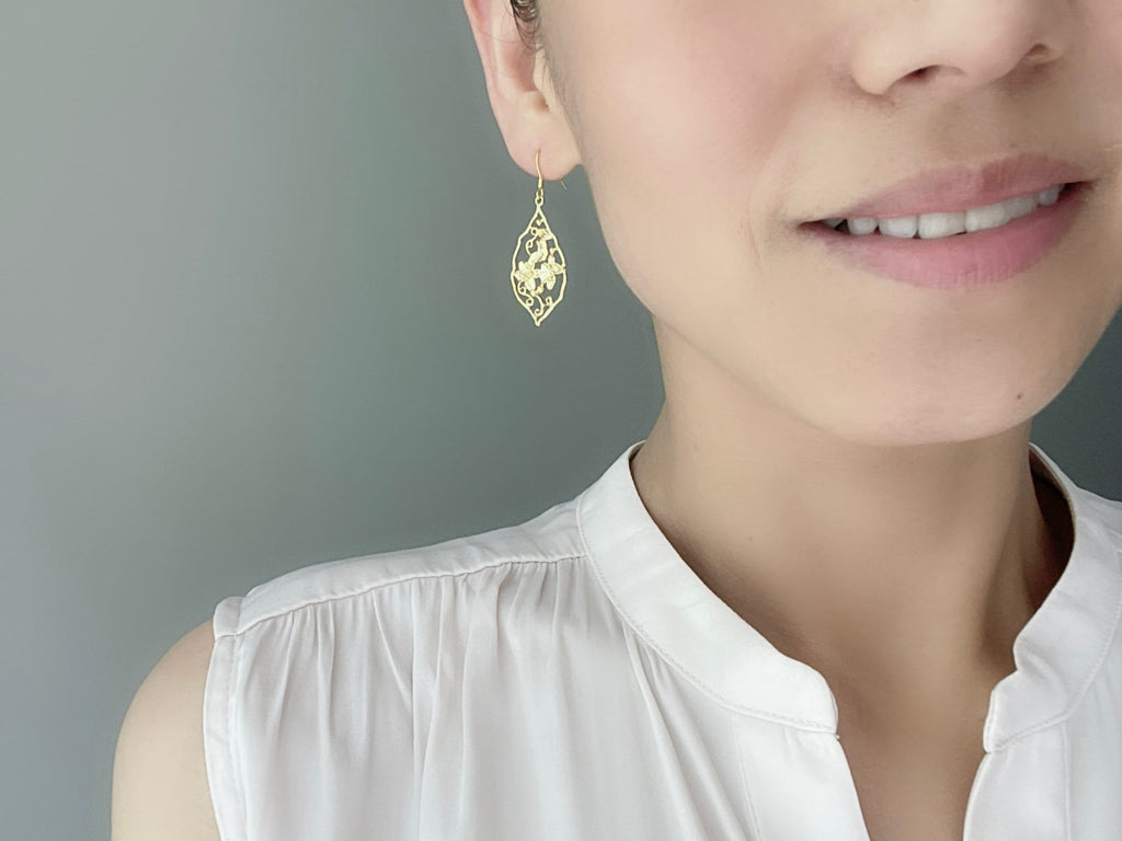 Bohemian Flower Earrings | 14k Plated Gold