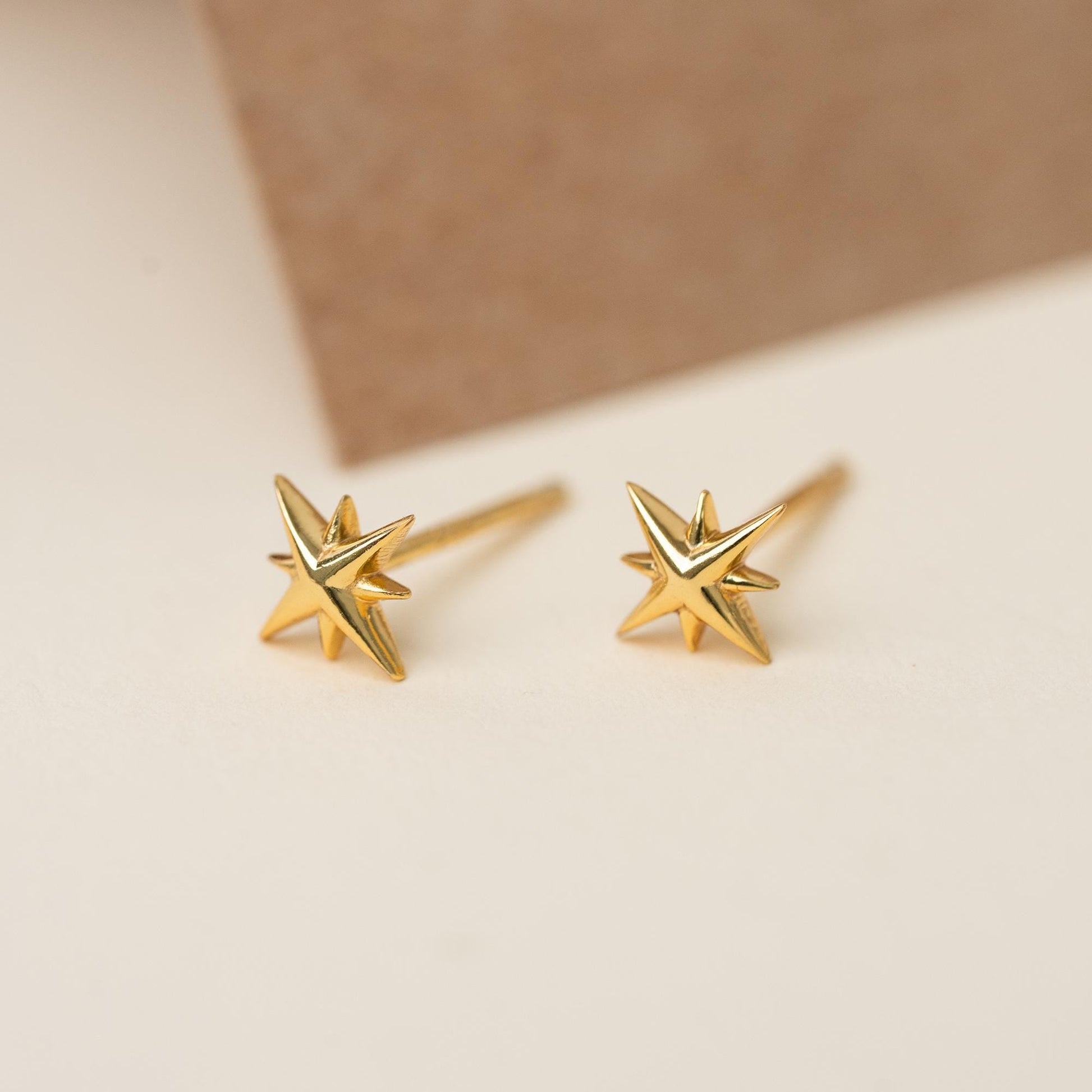 Minimalist Tiny Starburst Stud Earrings in Sterling Silver & Gold