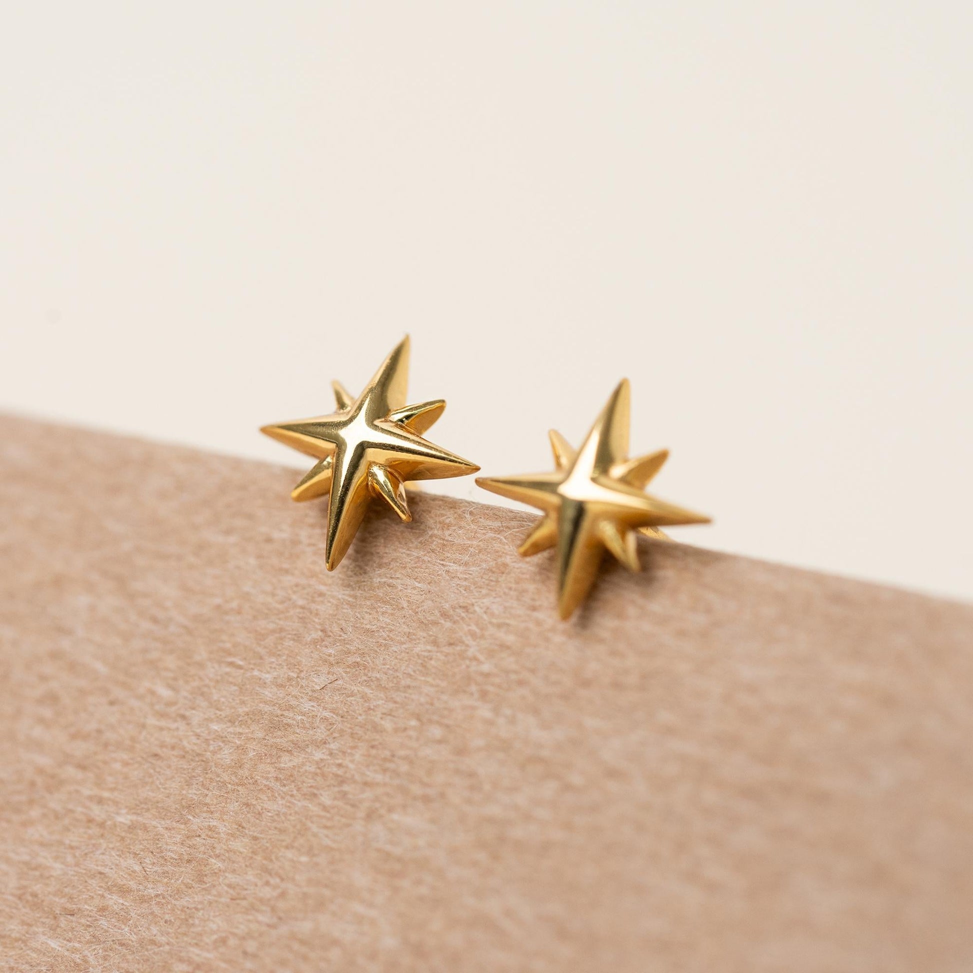 Minimalist Tiny Starburst Stud Earrings in Sterling Silver & Gold